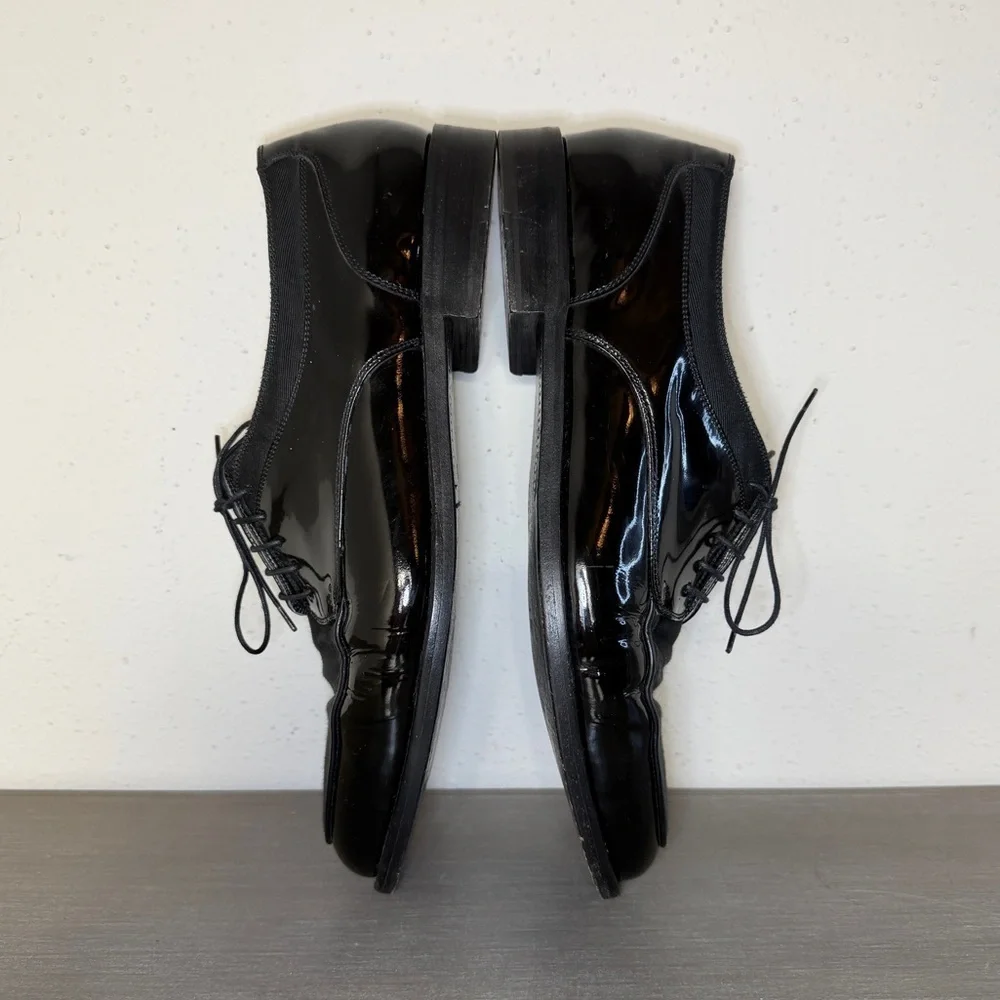 Vintage 80s Cole Haan Made in Italy Black Patent Leather Dress Shoes Size 11.5 D